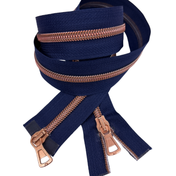 2-Wege-Reißverschluss 85 cm Marine Rosegold Mocca